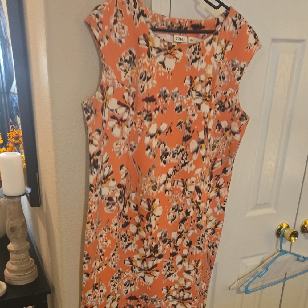 Cato Vibrant Orange Floral Midi Dress